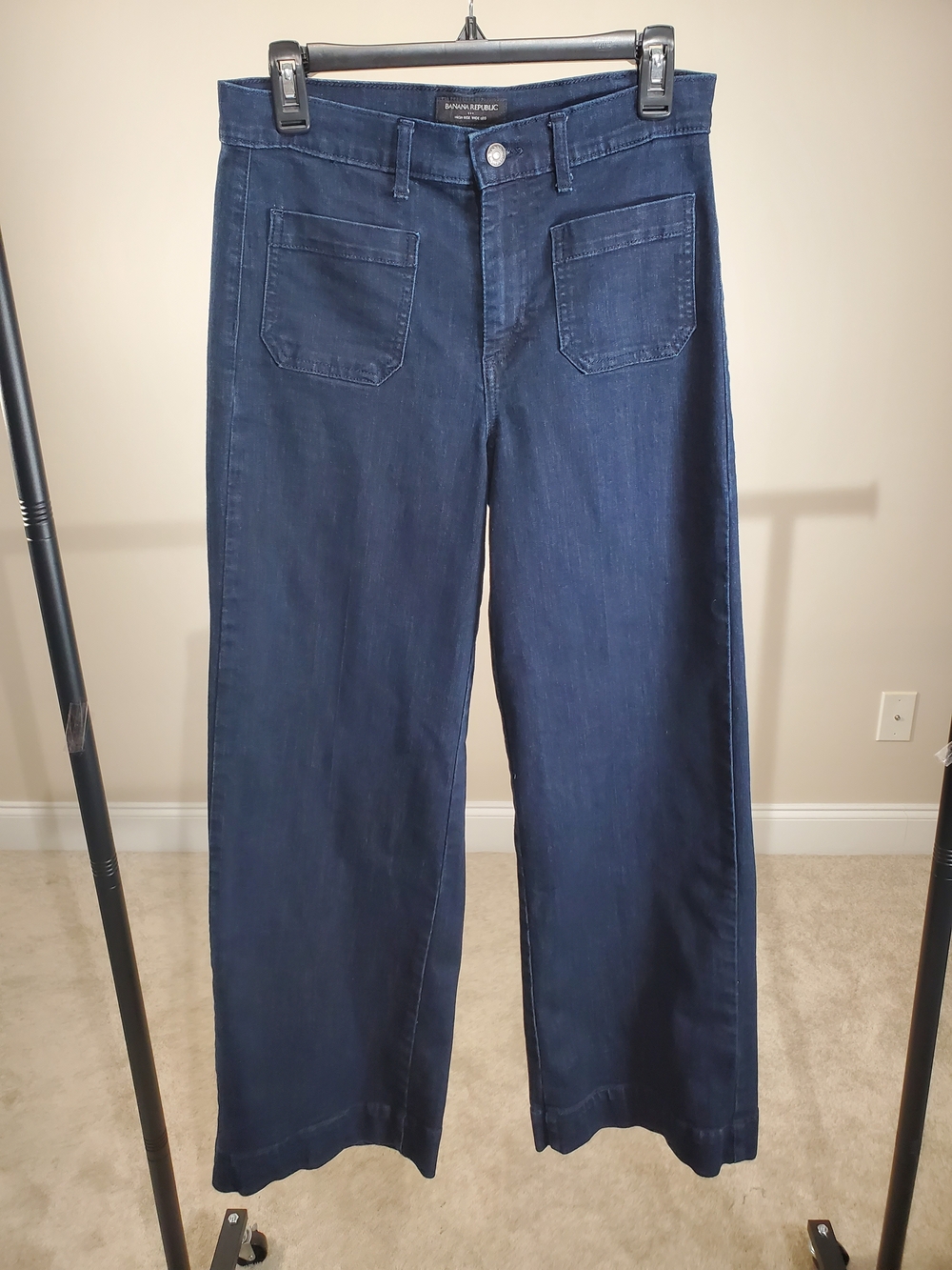 Banana Republic High Rise Wide Leg Patch Pocket Jeans Dark Wash Size 28/6